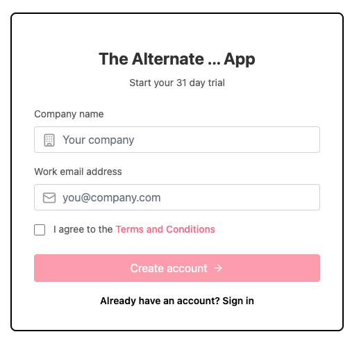 Self-Service Sign-Up Interaction